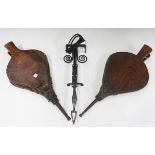 A pair of mid-19th century elm bellows, the handle side dated 1847, length 53cm, together with