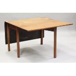 A 19th century mahogany rectangular drop-flap dining table, on block legs, height 70.5cm, length