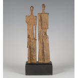 Nicolas Joosten - a mid/late 20th century brown and iron red patinated cast bronze abstract figure