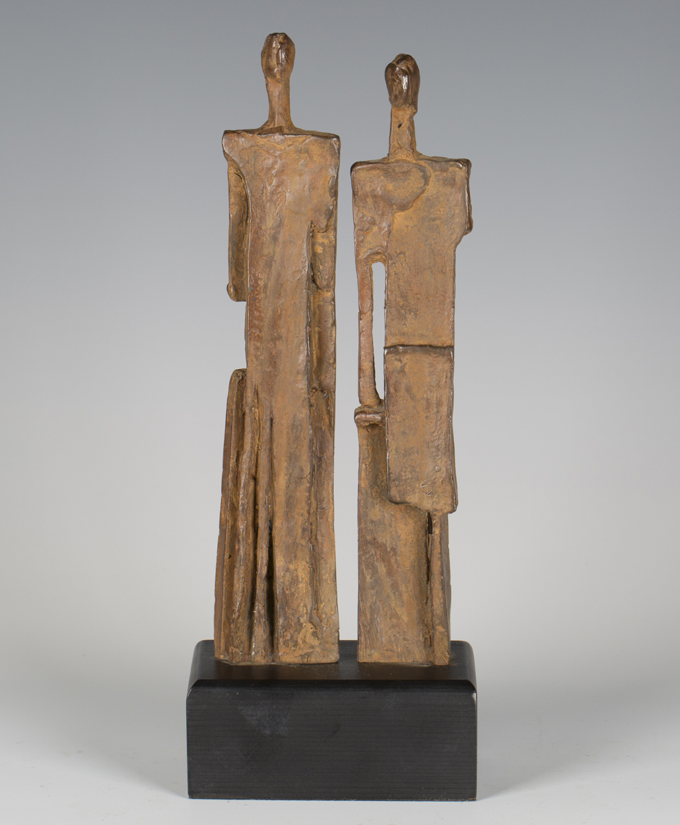 Nicolas Joosten - a mid/late 20th century brown and iron red patinated cast bronze abstract figure - Image 2 of 3
