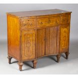 A George III Neoclassical satinwood bowfront secrétaire side cabinet, in the manner of John Linnell,