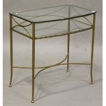 A 20th century gilt metal framed side table with glass top and undertier, height 73cm, width 74cm,