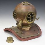 A 20th century copper and brass mounted replica model of a diver's helmet, height 43cm, width 44cm.