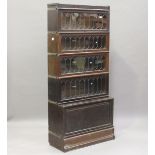 An early 20th century oak Globe Wernicke five-section leaded glass library bookcase, height 186cm,