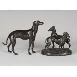 In the manner of Pierre-Jules Mêne - a late 19th century patinated spelter model of two standing