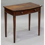 A George III mahogany bowfront side table with boxwood stringing, height 74cm, width 76cm, depth