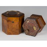 A 19th century forty-eight button concertina by Thomas Dawkins, Charterhouse Street, London, the