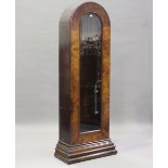 A mid-Victorian burr walnut regulator clock case of domed form, the interior later fitted with glass