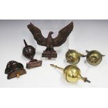 A collection of twenty 19th century and later longcase clock finials, including brass, gilt gesso