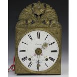 A mid-19th century French comtoise or morbier wall alarm clock, the eight day movement with verge