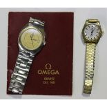 An Omega Seamaster quartz steel and gold gentleman's bracelet wristwatch, the signed gilt dial