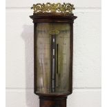 A rare George III Russian interest mahogany stick barometer, the silvered brass rectangular dial