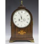 A late 20th century mahogany mantel timepiece commemorating the 1981 Royal Wedding, the movement