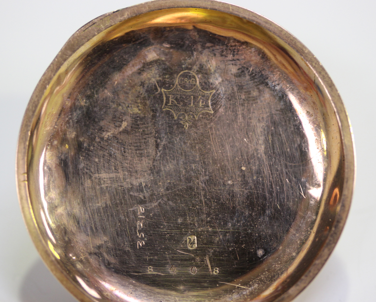 A gold cased keyless wind open-faced gentleman's pocket watch, last quarter of the 19th century, - Image 6 of 8