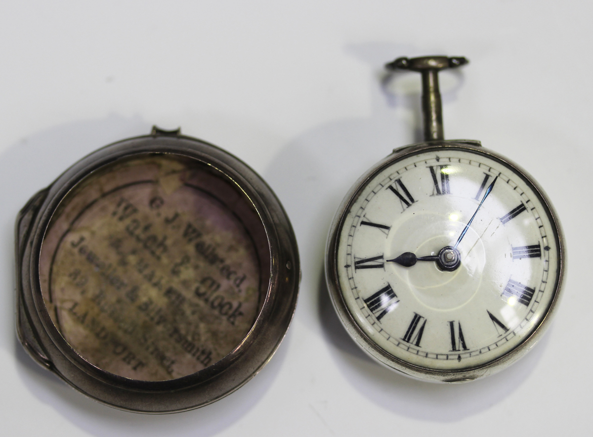 A George III silver pair cased key wind open-faced gentleman's pocket watch, the gilt fusee movement - Image 14 of 14