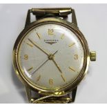 A Longines 9ct gold circular cased gentleman's wristwatch, circa 1959, Ref. No. 6992, the signed and