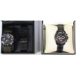 A Rotary black finish gentleman's chronograph wristwatch, the signed black dial with three