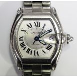 A Cartier Roadster Automatic steel gentleman's bracelet wristwatch with 3110 calibre movement, the