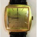 An Omega Automatic De Ville 18ct gold curved square cased gentleman's wristwatch, the movement