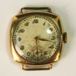 A Longines 9ct gold cushion cased lady's wristwatch, the signed gilt jewelled lever movement