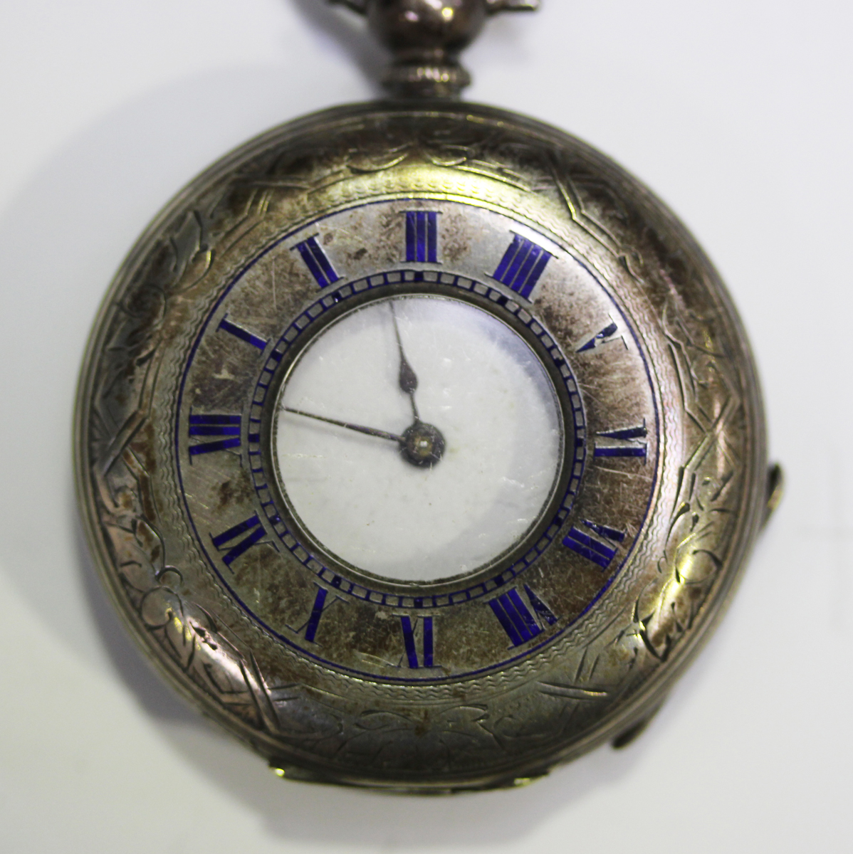 A base metal cased keyless wind open-faced goliath pocket watch, the jewelled lever movement - Image 7 of 15