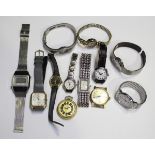 A Tissot Quartz gentleman's digital bracelet wristwatch, the case back presentation inscribed and