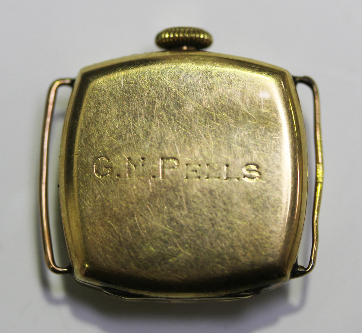 An 18ct gold cushion cased lady's wristwatch, the jewelled movement detailed 'Favre Watch', import - Image 7 of 8