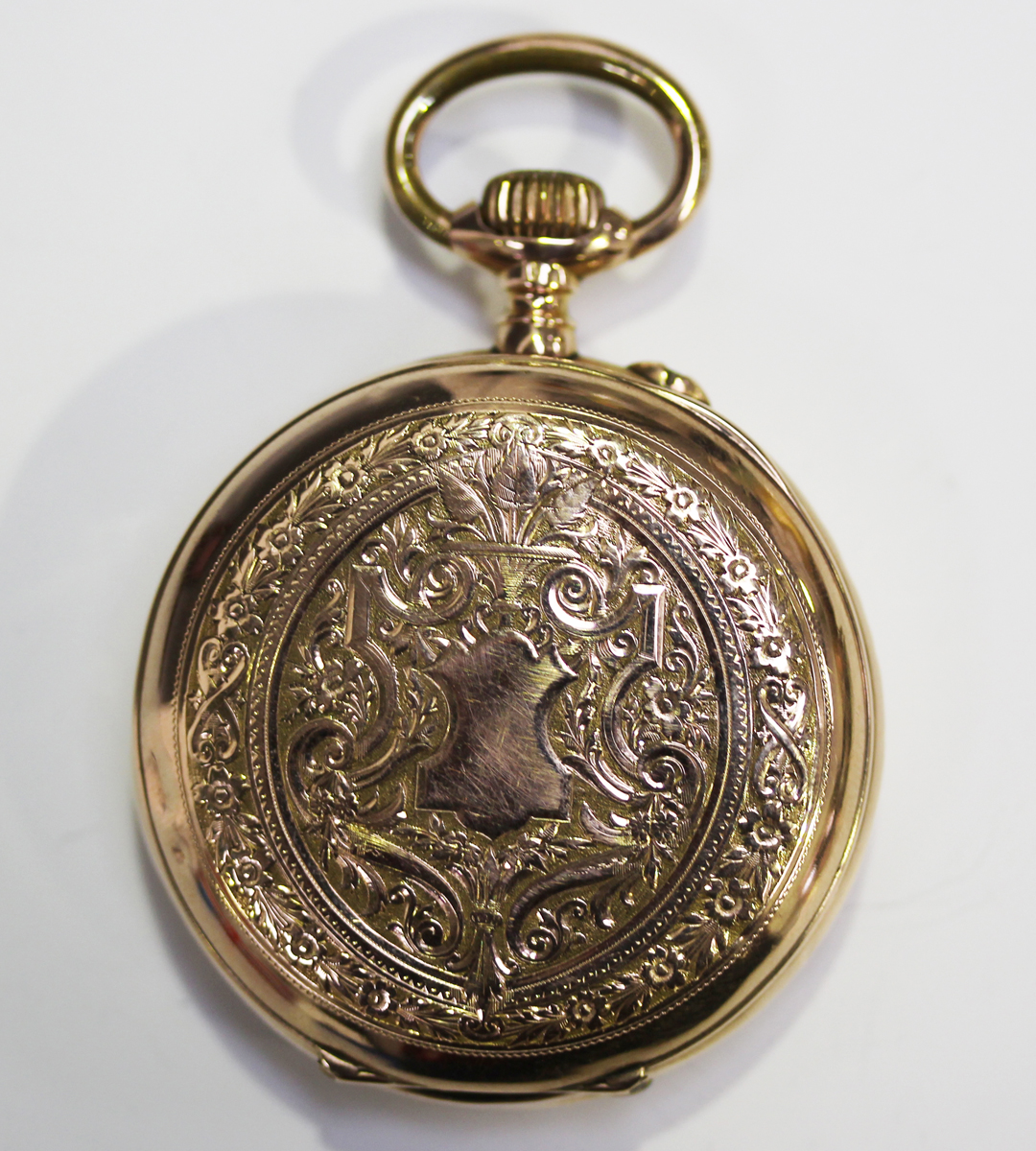 A gold cased keyless wind open-faced gentleman's pocket watch, last quarter of the 19th century, - Image 7 of 8