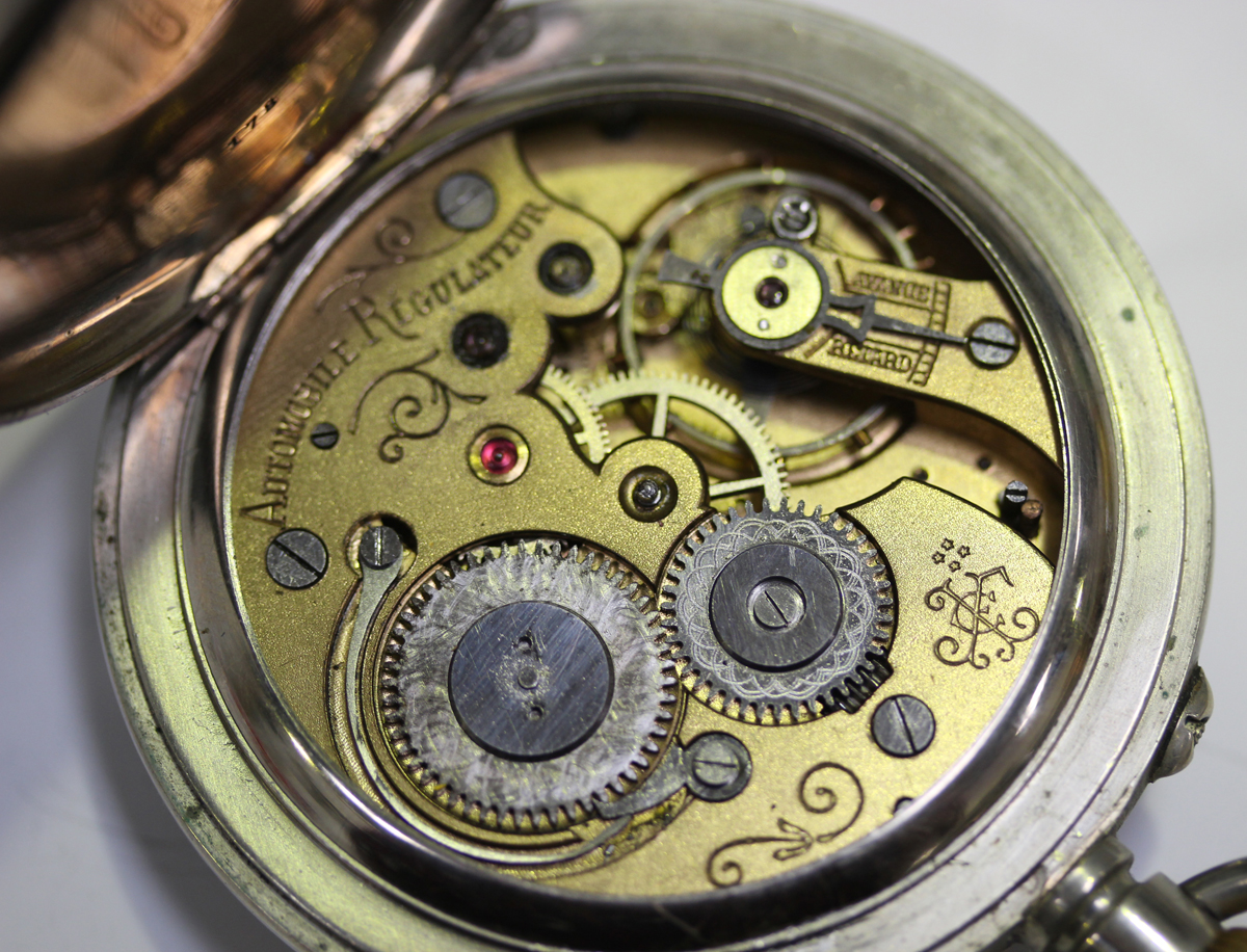 A base metal cased keyless wind open-faced goliath pocket watch, the jewelled lever movement - Image 10 of 15