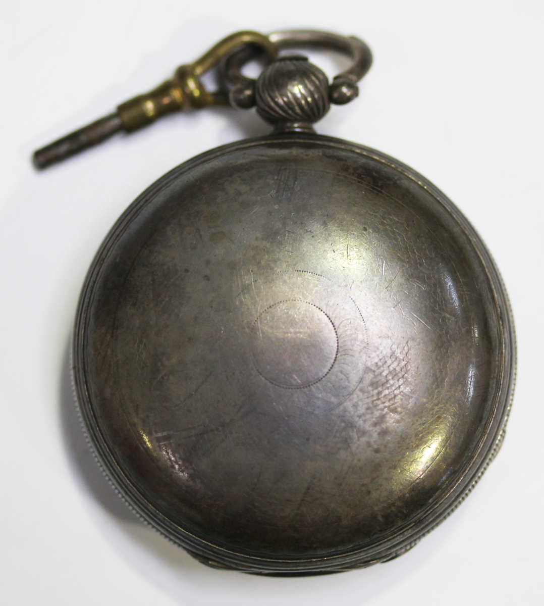 A silver hunting cased gentleman's pocket watch with gilt fusee movement, the backplate detailed ' - Image 7 of 7