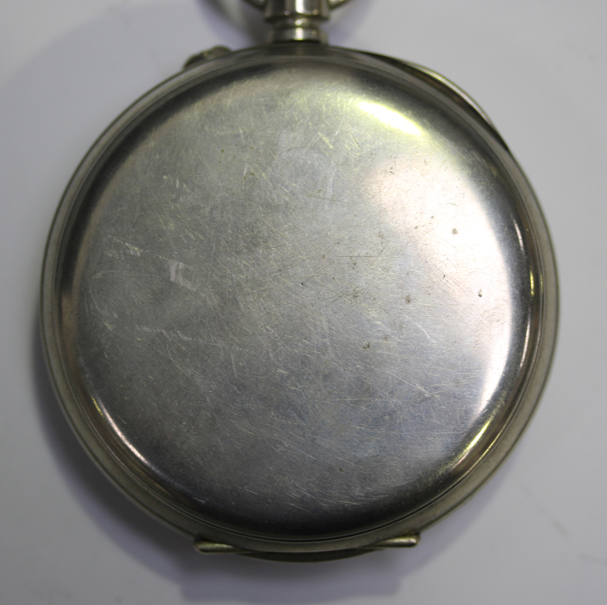 A base metal cased keyless wind open-faced goliath pocket watch, the jewelled lever movement - Image 14 of 15