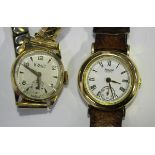 A Wolux 18ct gold circular cased lady's wristwatch, import mark London 1857, case diameter 2cm, on a