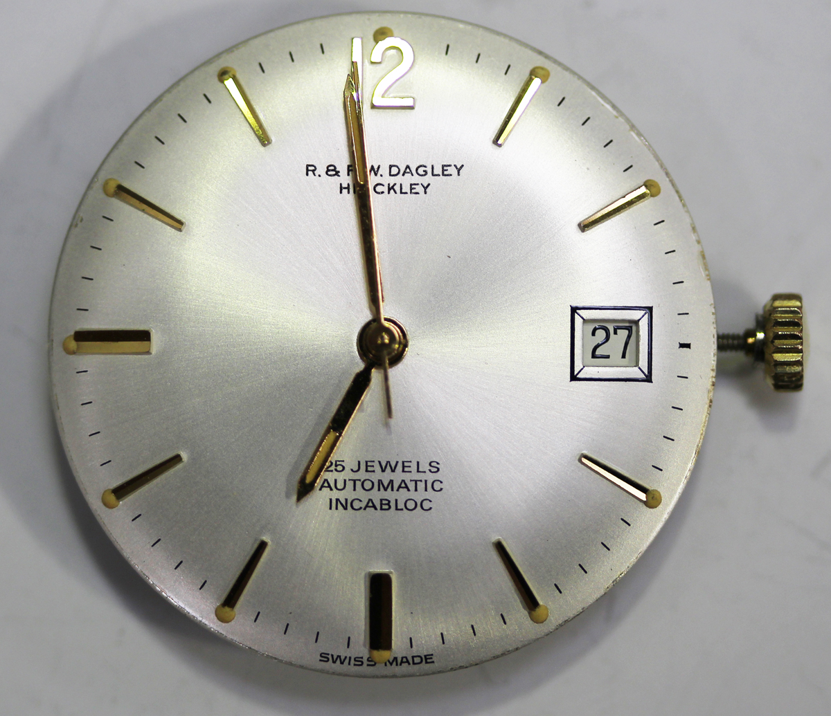 An R. & F.W. Dagley Hinckley Automatic 9ct gold circular cased gentleman's wristwatch, the signed - Image 8 of 8