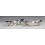 Two late Victorian silver oval boat shaped dishes, one with pierced sides, Sheffield 1896 by Atkin