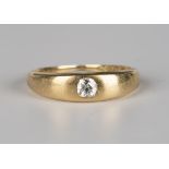 A late Victorian 18ct gold ring, gypsy set with a cushion cut diamond, Chester 1897, ring size