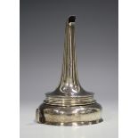 A George III Scottish silver wine funnel, the pierced bowl with applied hook, fitted with a tapering