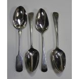 A set of three George III silver Old English pattern tablespoons, London 1801 by Alice & George