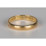 A late Victorian 22ct gold plain wedding ring, Birmingham 1891, ring size approx N1/2.Buyer’s