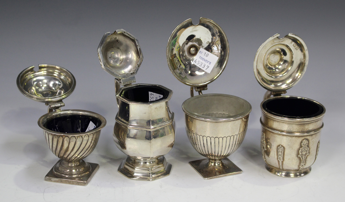 A late Victorian silver mustard of cylindrical form with cast vertical upright panels, fitted with a - Image 2 of 3