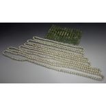 A group of six cultured pearl necklaces, each strand graduated in length, length of shortest