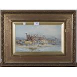 Hubert James Medlycott - 'Battersea', watercolour, signed, titled and dated 1891, 20.5cm x 36cm,