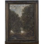 Manner of John Constable - View through an Avenue of Trees, 19th century oil on board, bears