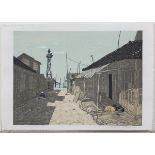 Fumio Kitaoka - 'Fishing Village in the Afternoon', 20th century colour woodcut, signed and titled