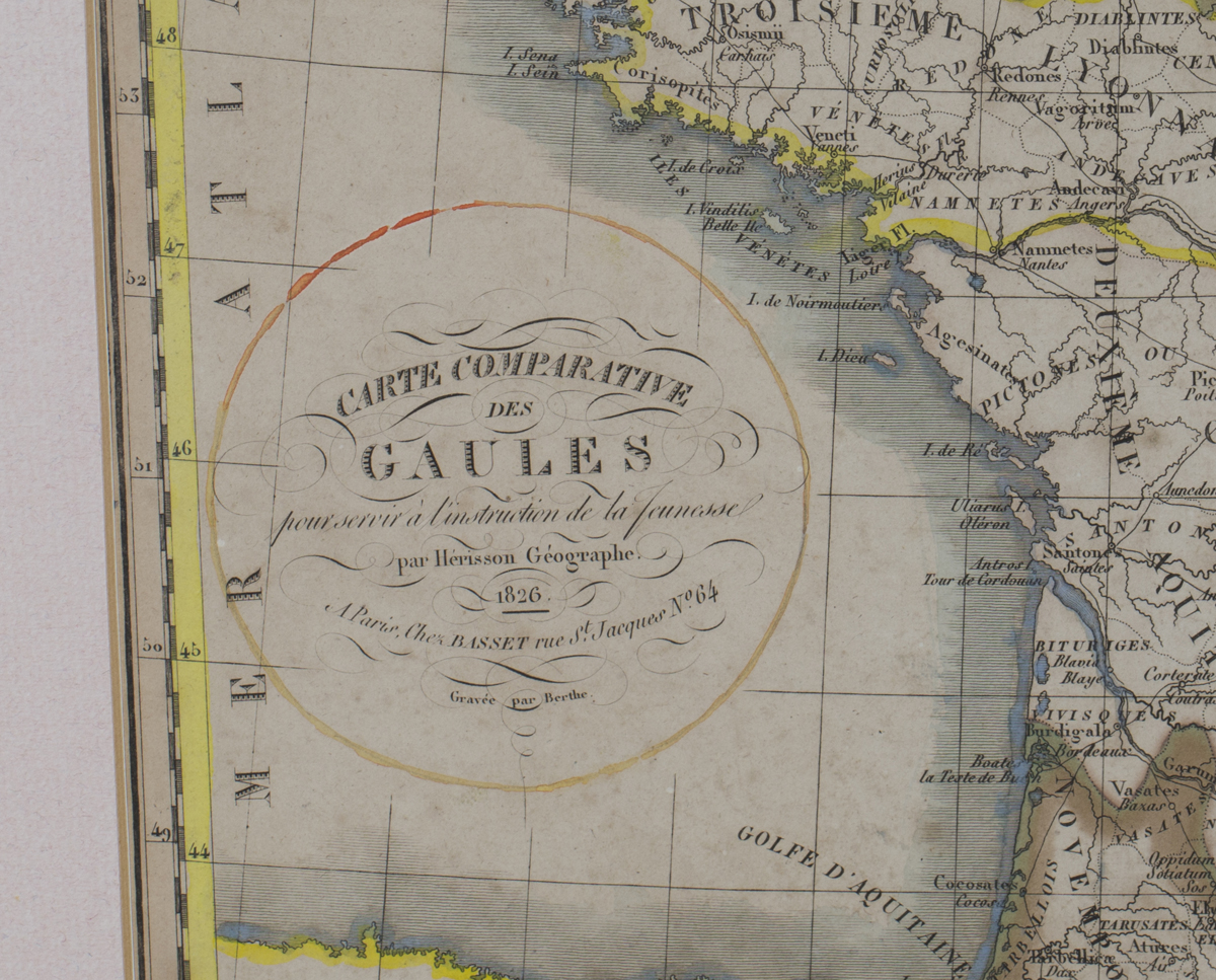 Eustache Hérisson - 'Carte Comparative des Gaules', engraving circa 1826, with later colour, 35. - Image 3 of 3