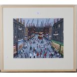 John Ormsby - Shoppers in a Busy Street, late 20th/early 21st century oil on canvas possibly