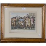 After Thomas Rowlandson - 'Jockeyship', etching with later colour, 23.5cm x 31cm, within a bird's