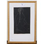 Eric Gill - Female Nude, wood-engraving, 23cm x 13.5cm, together with a wood-engraving by George