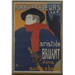 Henri de Toulouse-Lautrec - 'Ambassadeurs: Aristide Bruant' colour lithograph, 90cm x 60.5cm, within