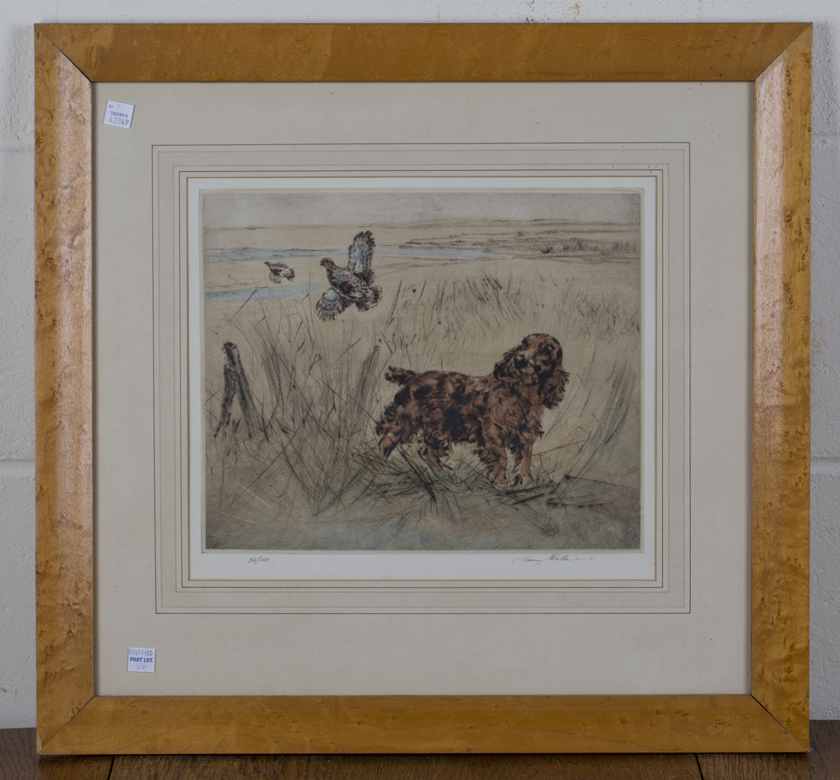Henry Wilkinson - Red Setter flushing out a Pheasant, hand-coloured etching, signed and editioned - Image 2 of 2
