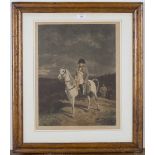 After Meissonier - Napoleon on Horseback, colour mezzotint, signed in pencil by the printer, 47cm